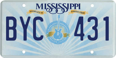 MS license plate BYC431