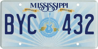 MS license plate BYC432