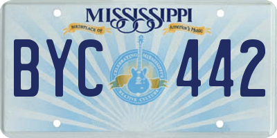 MS license plate BYC442