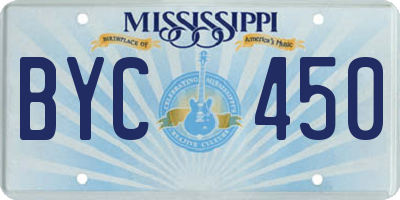 MS license plate BYC450