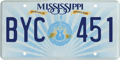 MS license plate BYC451