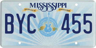 MS license plate BYC455
