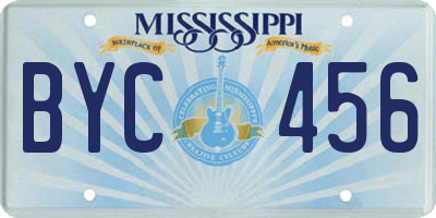 MS license plate BYC456