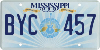MS license plate BYC457