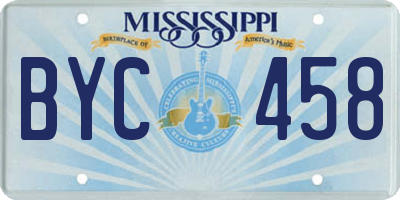 MS license plate BYC458