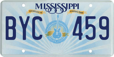 MS license plate BYC459