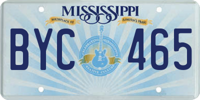 MS license plate BYC465