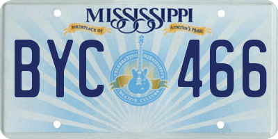 MS license plate BYC466