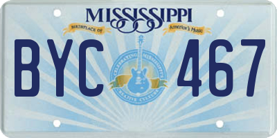 MS license plate BYC467