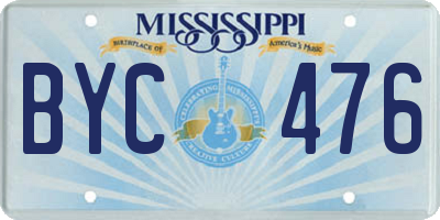 MS license plate BYC476