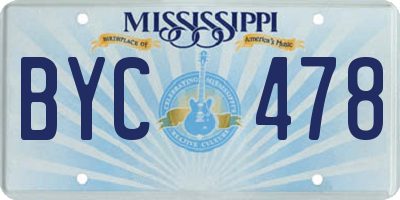 MS license plate BYC478
