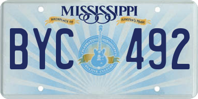 MS license plate BYC492