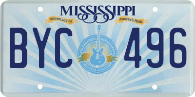 MS license plate BYC496