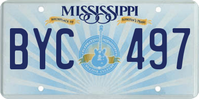MS license plate BYC497