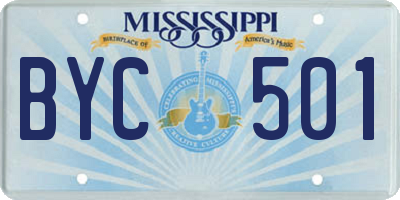 MS license plate BYC501