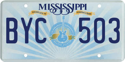 MS license plate BYC503
