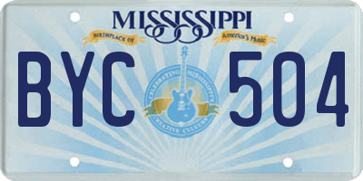 MS license plate BYC504