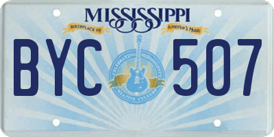 MS license plate BYC507