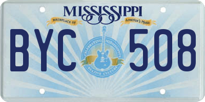 MS license plate BYC508