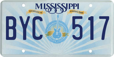 MS license plate BYC517