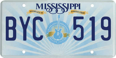 MS license plate BYC519