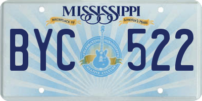 MS license plate BYC522