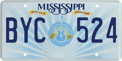 MS license plate BYC524