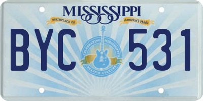 MS license plate BYC531