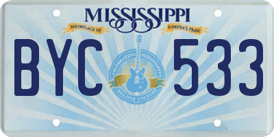 MS license plate BYC533