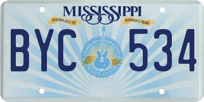 MS license plate BYC534