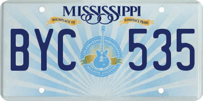 MS license plate BYC535