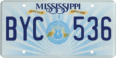 MS license plate BYC536