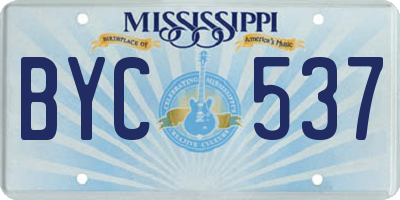 MS license plate BYC537