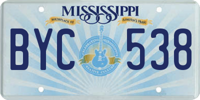 MS license plate BYC538
