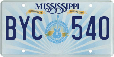 MS license plate BYC540