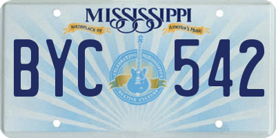 MS license plate BYC542