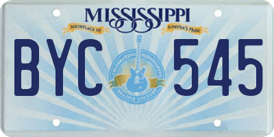 MS license plate BYC545