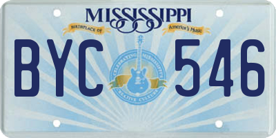 MS license plate BYC546