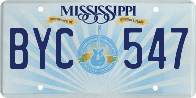MS license plate BYC547