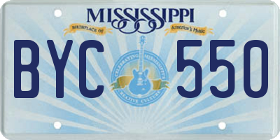 MS license plate BYC550