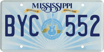 MS license plate BYC552