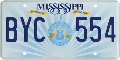 MS license plate BYC554