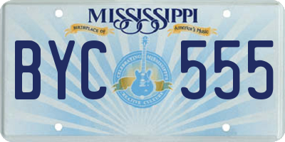 MS license plate BYC555