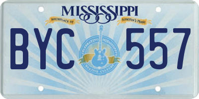 MS license plate BYC557