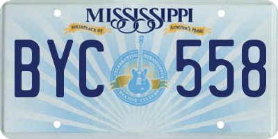 MS license plate BYC558