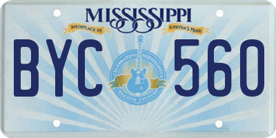 MS license plate BYC560