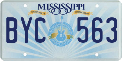 MS license plate BYC563