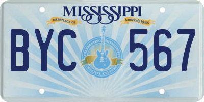 MS license plate BYC567