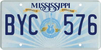 MS license plate BYC576