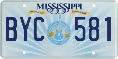 MS license plate BYC581